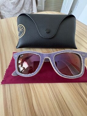Ray-Ban Purple Denim-Textured Sunglasses with Burgundy Lenses